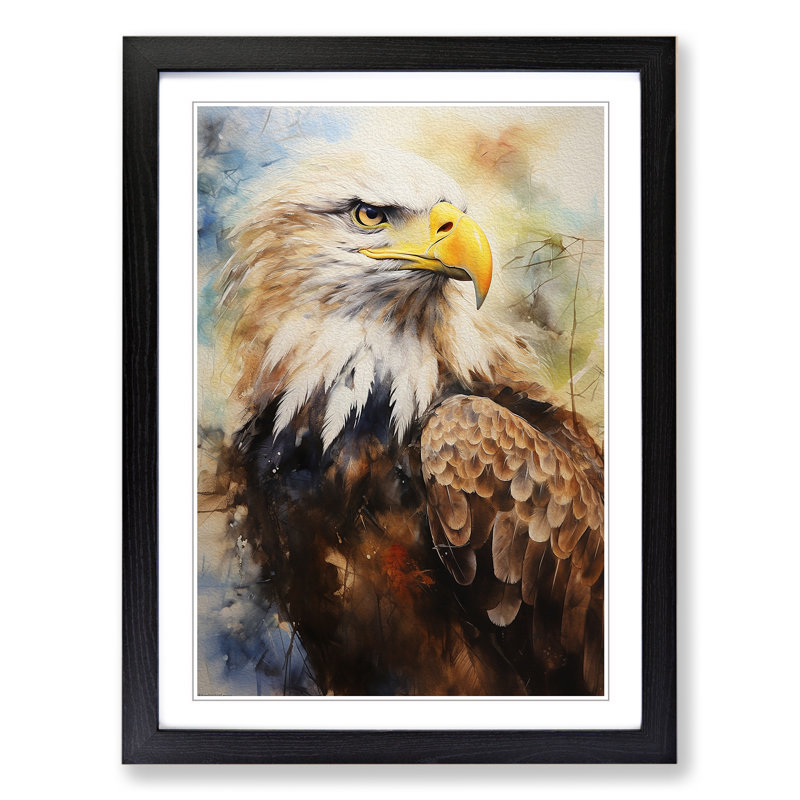 Eagle Expressionism No.2 - Single Picture Frame Print on Wood, Black Framed, 34cm H x 25cm W