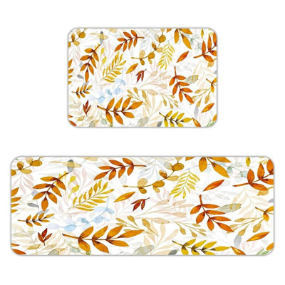 Tapis de cuisine antidérapant à motif de feuilles d'automne 2 pièces