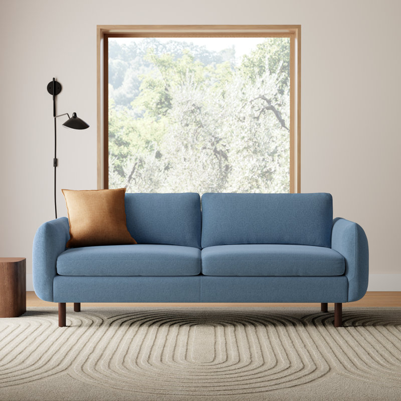 Leno 86'' Upholstered Sofa, Angel Sky Blue Performance Chenille