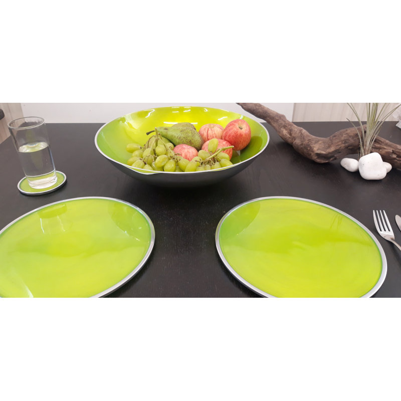 Faasulu Metal Solid Colour Round Placemat, Lime