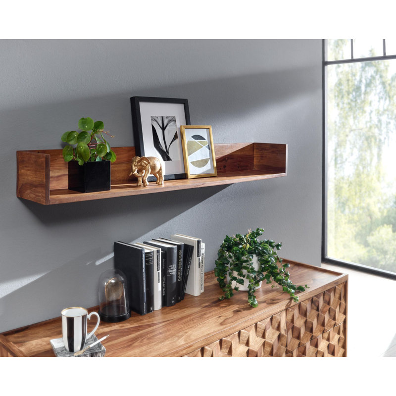 Schuller Rectangular Sheesham Solid Wood Floating Shelf
