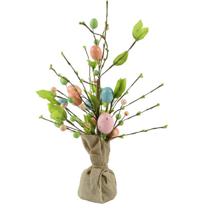 Easter Decoration Egg Tree With LED Lights For Home Decor. Tabletop Decor Artificial Flowers With Battery Operated Lights-(Egg)
