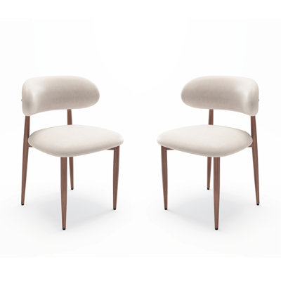 Ensemble de 2 chaises de salle à manger, chaises d'appoint rembourrées en tissu de style campagnard moderne avec repose-pieds confortables, pieds de cuisine en métal pour la maison