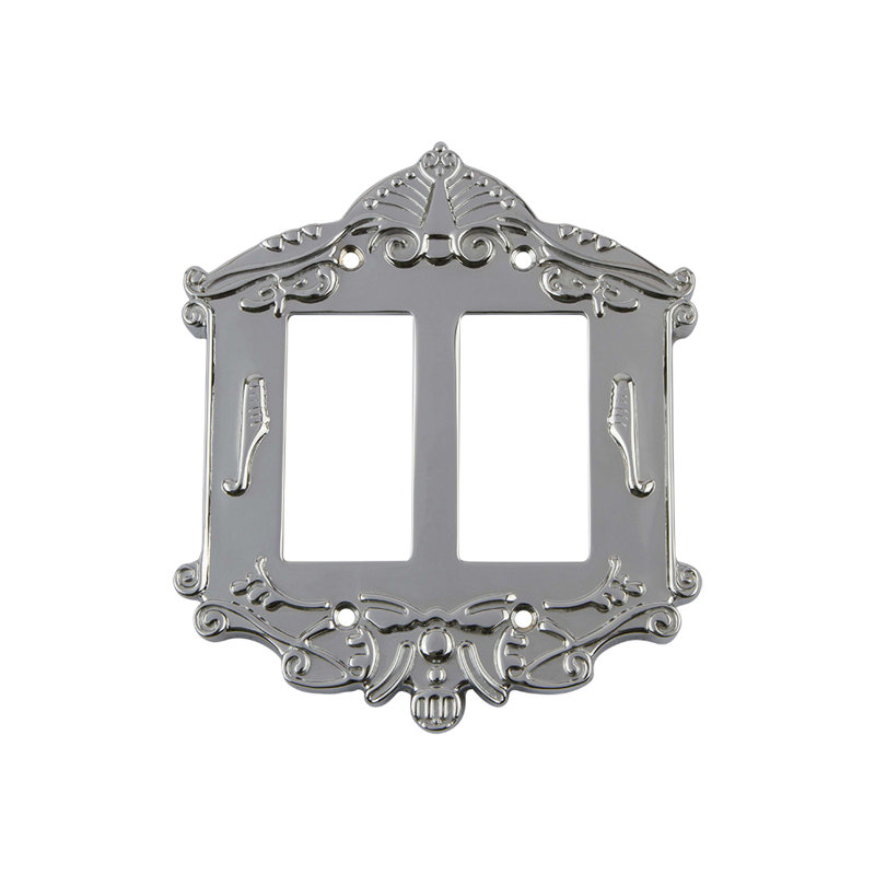 Victorian 2-Gang Rocker Wall Plate, Bright Chrome
