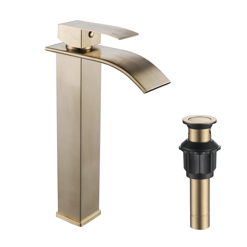 Single-handle Bathroom Faucet with Drain Assembly, Gold
