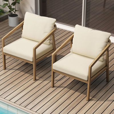 2-Piece All-weather Aluminum Patio Chairs with Thick Cushions, Rust-resistant for Garden, Deck, Balcony, Porch & Backyard
