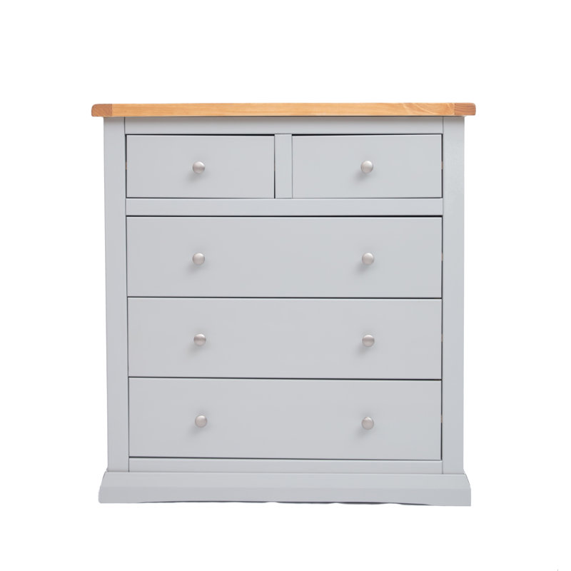 Steiner 90cm W 5 - Drawer Chest of Drawers, Grey/Satin Chrome