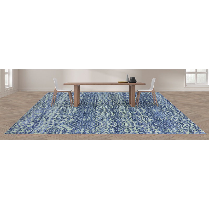 IKVLDC126SIBL Ikat Area Rug in Blue, Rectangle 6' x 9'