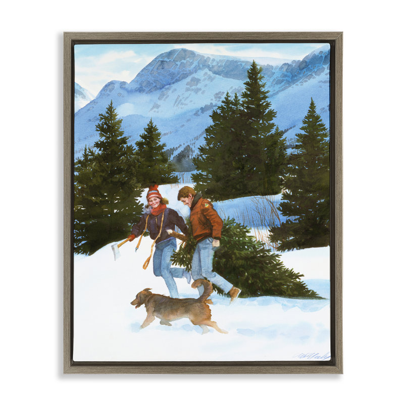 Couple portant un cadre flottant pour arbre, conçu par Wind River Studios, H 21 po x l 17 po, Cadre flottant orme Montalcino