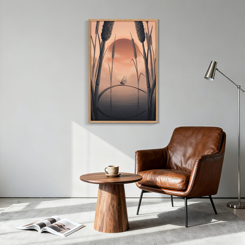 Ensemble de 1 tableau sur toile « Roseaux au coucher du soleil », 40"H x 28"W, Natural
