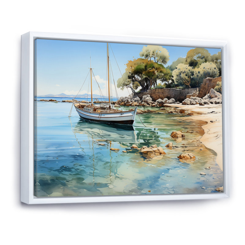 Dominicain Tranquil Bay II, reproduction d'art sur toile, H 30 po x l 40 po x P 1,5 po, Cadre flottant blanc