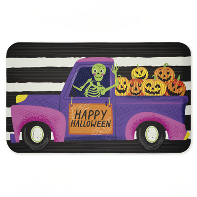 Happy Halloween Skeleton Driver Printed Anti-Fatigue Floor Mat, design by Arrolynn Weiderhold, 30"x18"