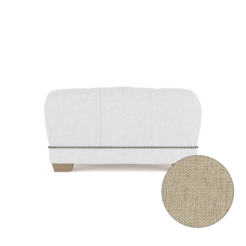 Hudson Ottoman, Plush Velvet Oyster, Weathered
