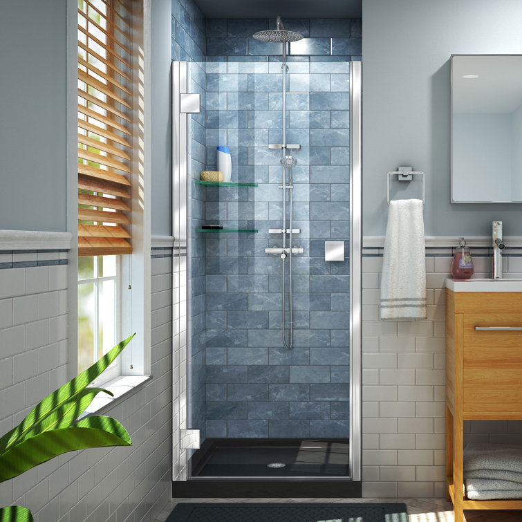 Lumen 42" x 74.75" Square Hinged Shower Enclosure with Base Included