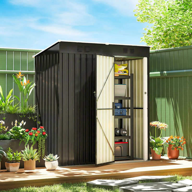 Garden Storage Shed, Dark Grey