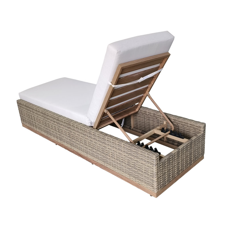 Chaise longue 1 pièce en aluminium et osier avec coussin Sunbrella Ravinia