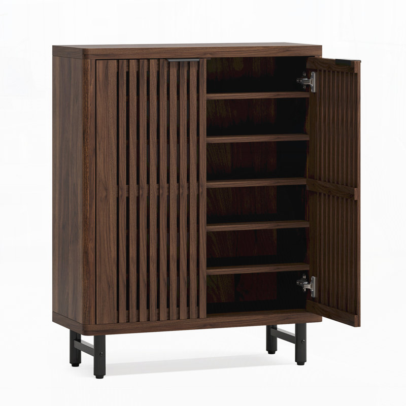 33.46" Storage Coffee Bar Cabinet With  2Doors & Shelves, Dark Walnut