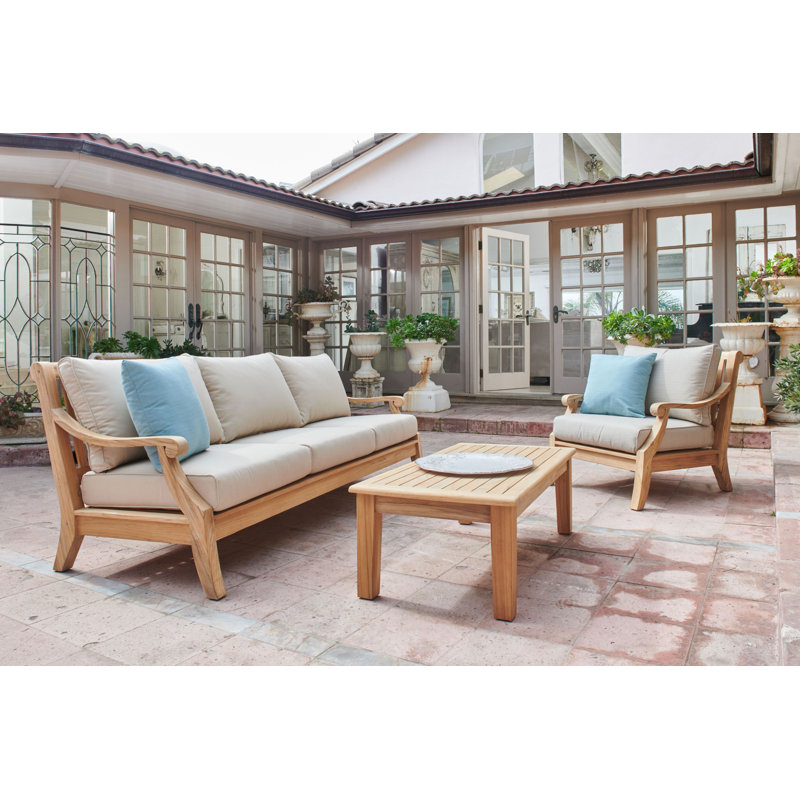 Sonoma Teak Club Chair With Cushion In Antique Beige, Canvas Canvas Sunbrella® Canvas, Natural Sanded