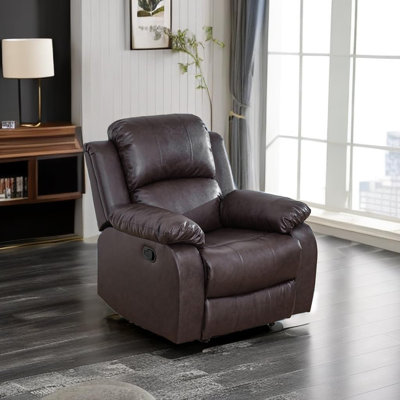 3 Piece Vegan Leather Manual Reclining Living Room Sofa Set