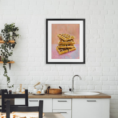 «Stack of Fluffy Waffles», impression sous verre encadrée, design par The Prints Vibe
