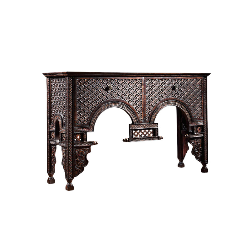Commode d'appoint en bois massif Tafa, Brun foncé