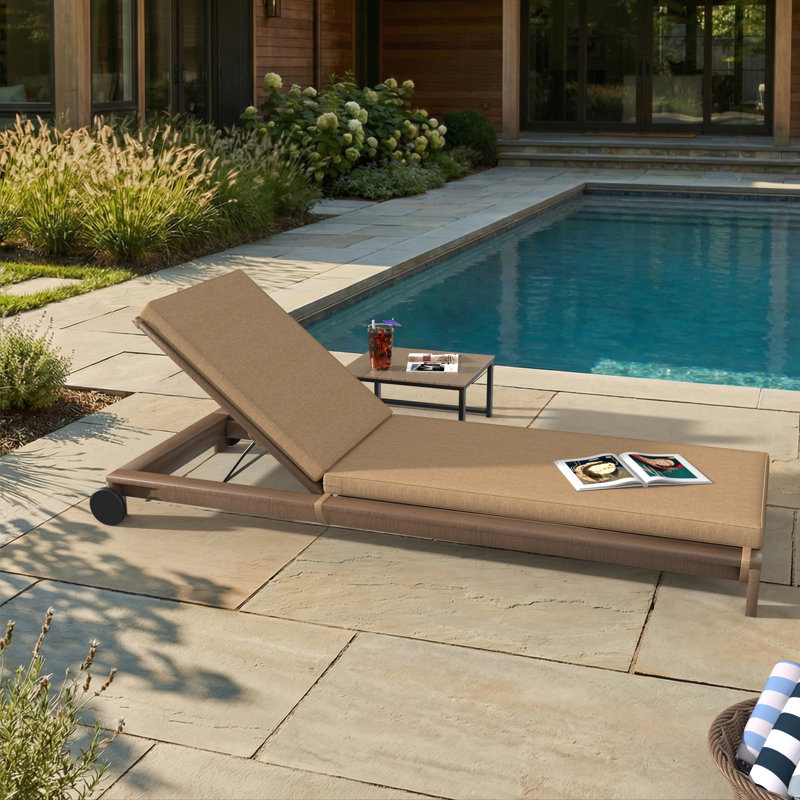 Outdoor Chaise Cushion With Sunbrella Fabric, 23" W x 75" D, Sunbrella® Canvas Heather Beige