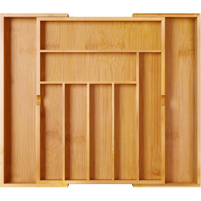 Drawer Organizer Flatware Organizer Cutlery Tray Silverware Organizer Expandable Adjustable Bamboo Drawer Organizer Kitchen Bathroom