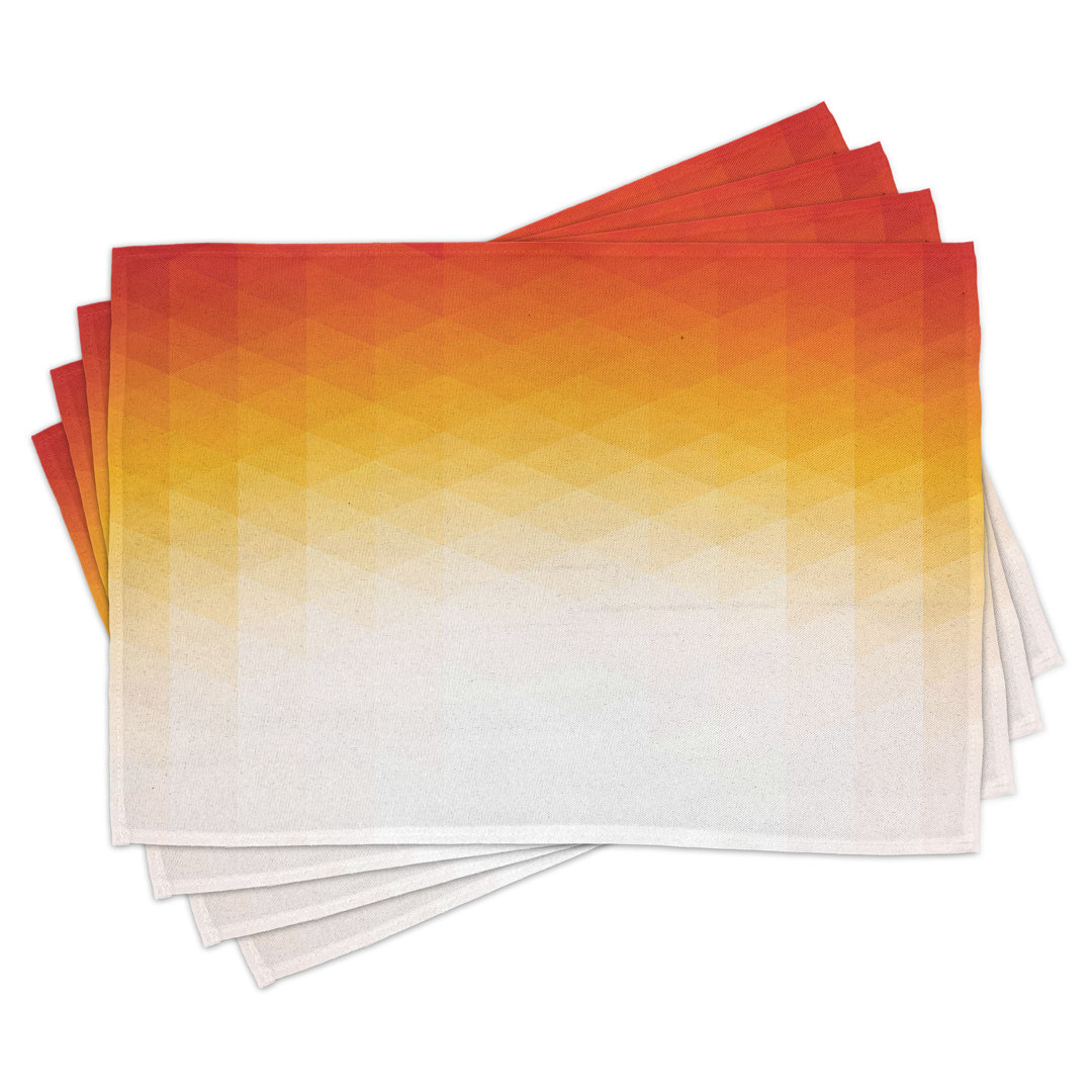 Platzdeckchen 4er-Set, Digitales Retro-Dreieck, Orange Gelb Creme