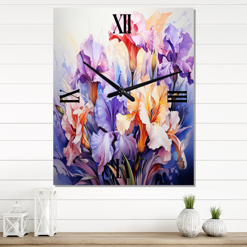 Meadow Iris Whispers I - Horloges murales florales, Petit
