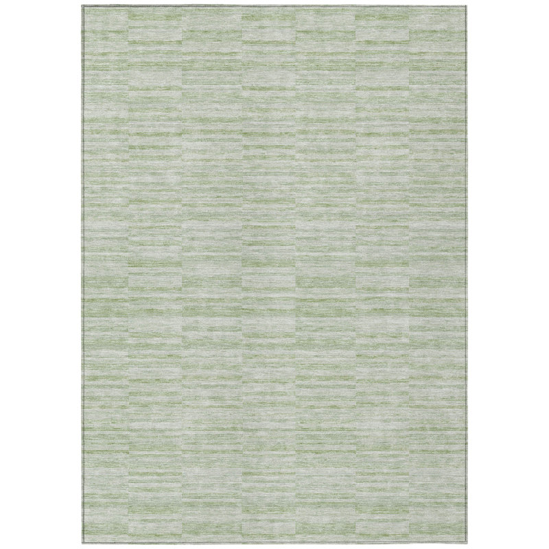 Tapis intérieur lavable rayé vert 3 pi x 5 pi