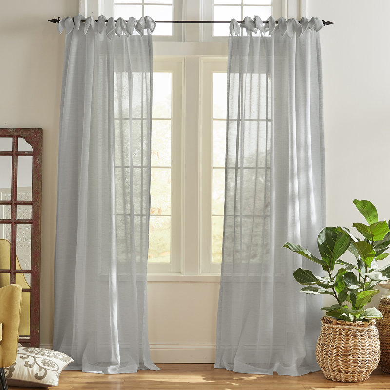 Panneau de rideau simple diaphane Dupre, L 52 po x L 84 po, Bleu cendré