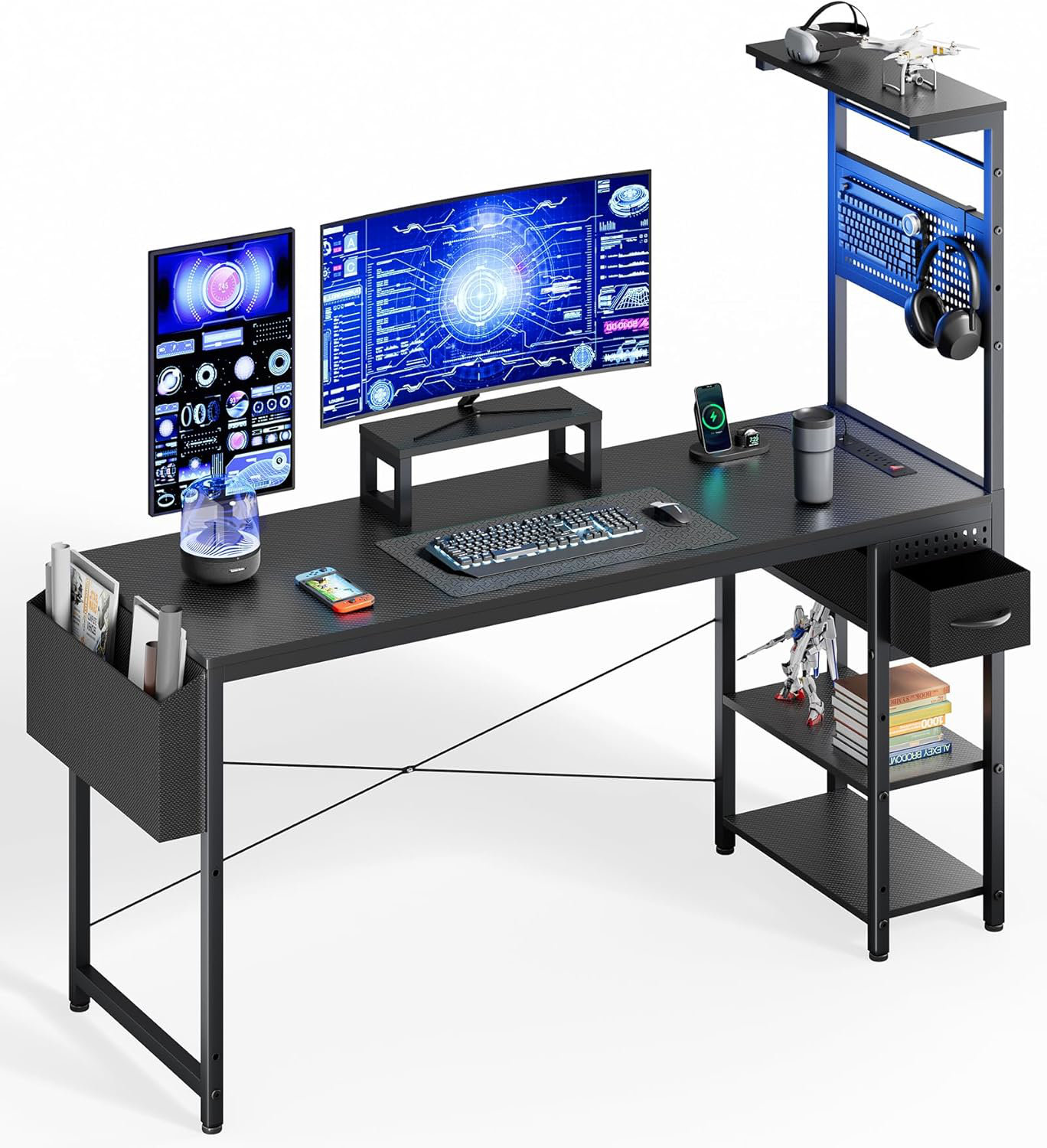 Inbox Zero 55" W Rectangle Computer Desk/gaming Desk With Adjustable ...