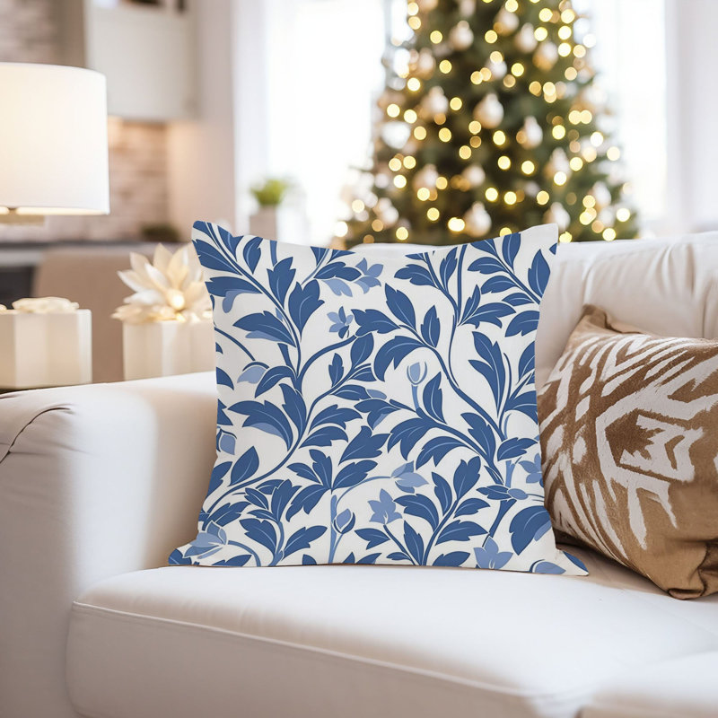 Botanical Blue Leaves Pattern I, 20"H x 20"W