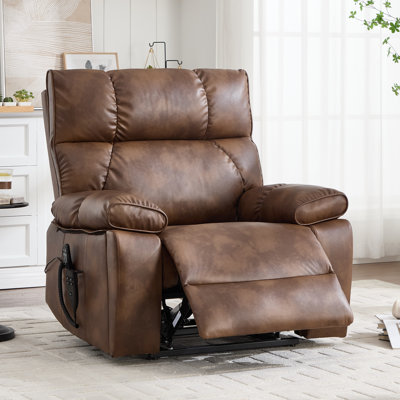 Aura 40.56" W Oversize Dual Motor Power Lift Recliner Chair With Heated And Massage Hidden Cup Holder by Latitude Run