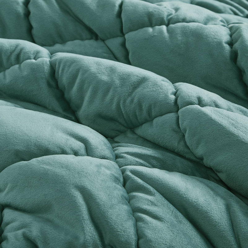 Ensemble d'édredon en velours Velvet Dream Puff, Édredon double / grand + 2 taies décoratives sta, Bleu sarcelle