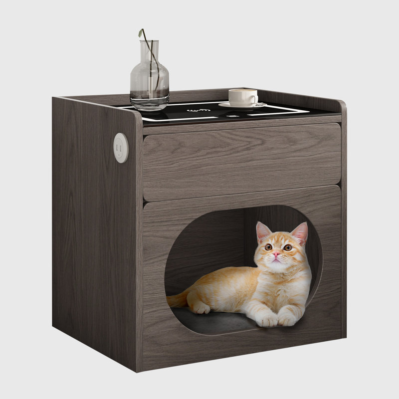 Table de chevet moderne avec abri pour chat Didem