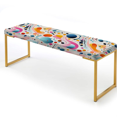 Midcentury Upholstered Gold Bench