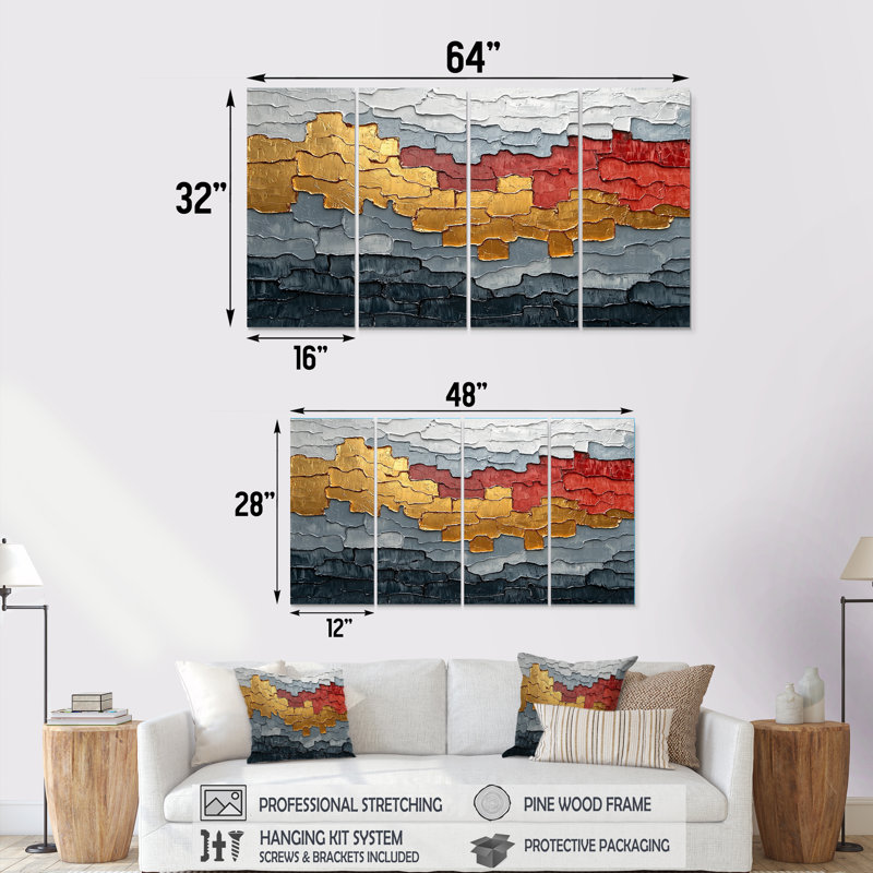 Olavarria - minimalisme art mural - ensemble d'art mural moderne, 4, H 32 po x l 64 po