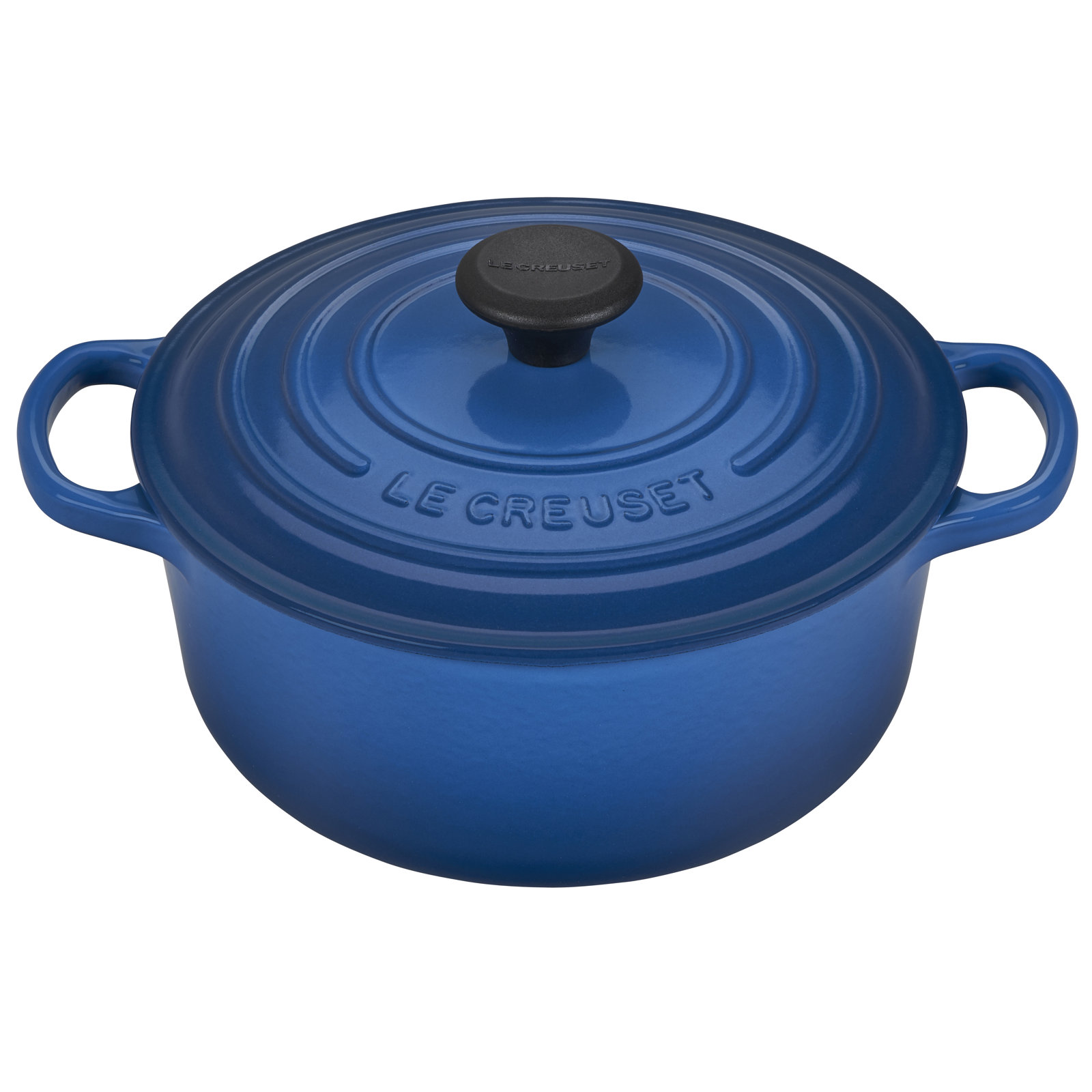 Le Creuset Signature Enameled Cast Iron Round Dutch Oven with Lid, 6.75 quarts, Marseille/Black