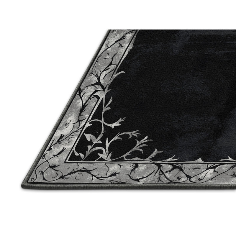 Tapis argenté à motif de pétales, Carré 3 pi