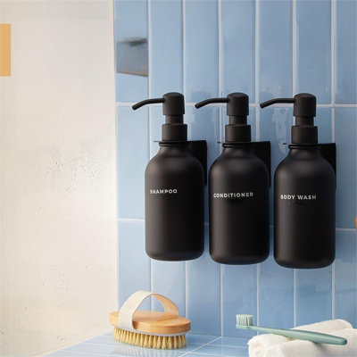 Ensemble de 3 bouteilles de shampooing et revitalisant Novo - 16,9 oz liq. Pompes noires