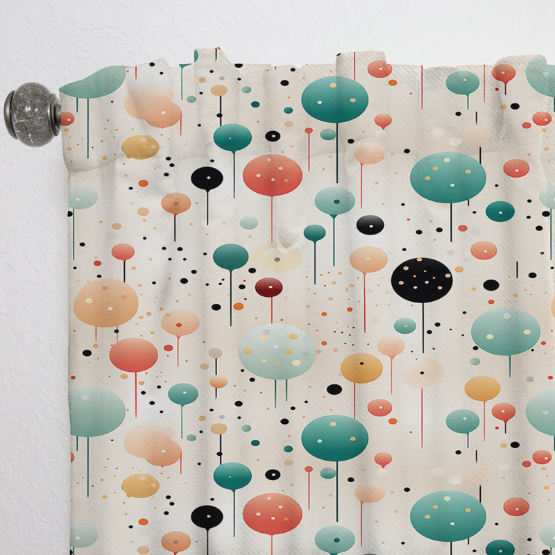 Funky Blue and Orange Retro Dots I - Rideau abstrait - Velours obscurcissant - 1 panneau, L 52 po x L 90 po