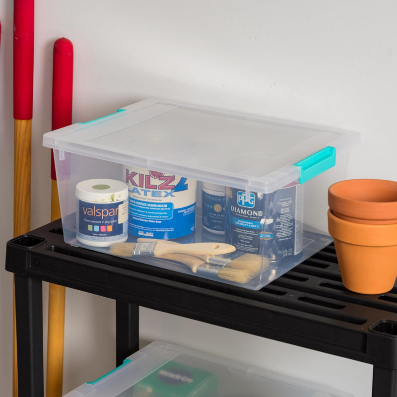 12 Qt. Plastic Storage Bins Containers With Lids, 4 Pack, Sensory Bin, Craft Storage, Craft Organizers And Storage, Organizing Container For Home, Office And School Supplies, Stackable, Clear