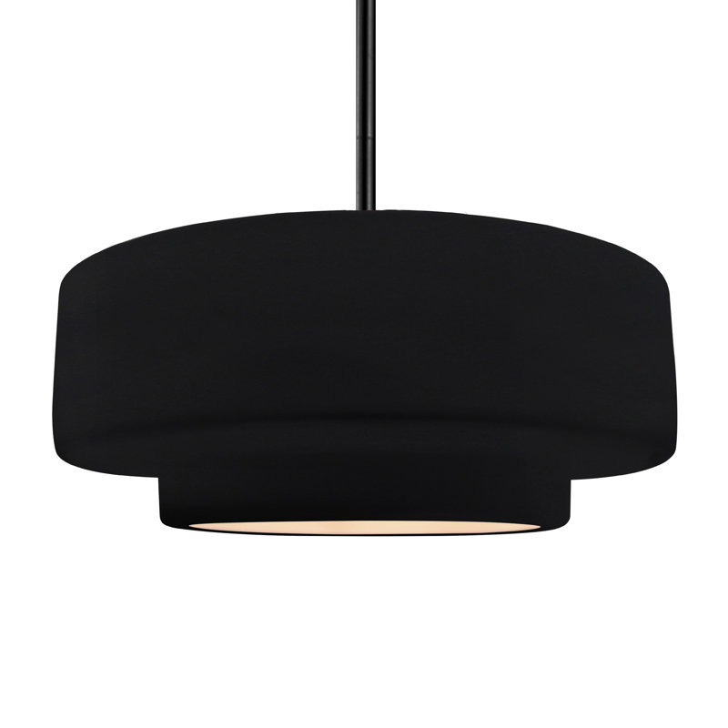 Luminaire suspendu à 1 lumière Meydan, Noir brillant / blanc mat, H 6 po x l 16,25 po x P 16,25 po, Matte Black