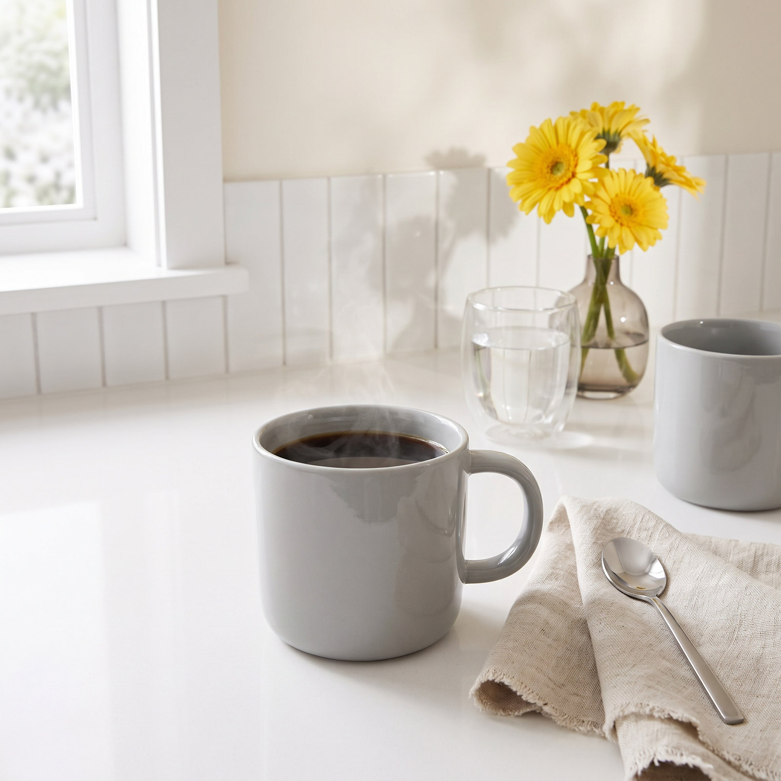 Reims Stoneware Mug, Light Gray
