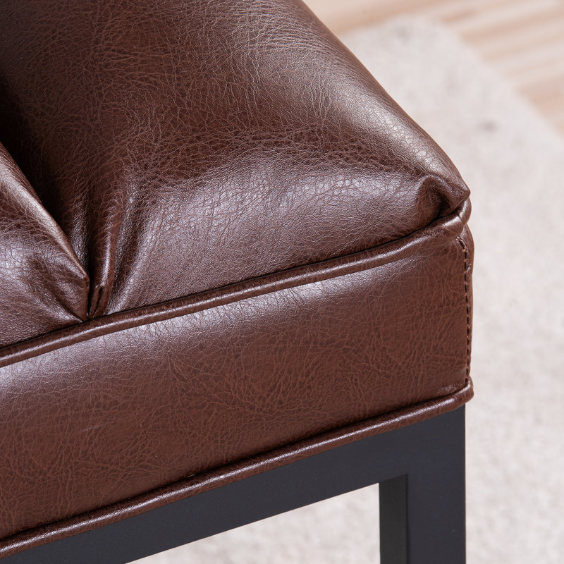 Phillips Faux Leather Upholstered Bench, Dark Brown