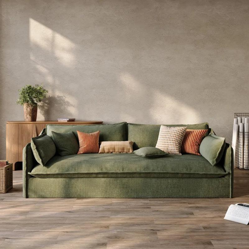 Canapé Luna-Beige avec housses amovibles, H 35 po x l 94,1 po x P 40,2 po, Vert