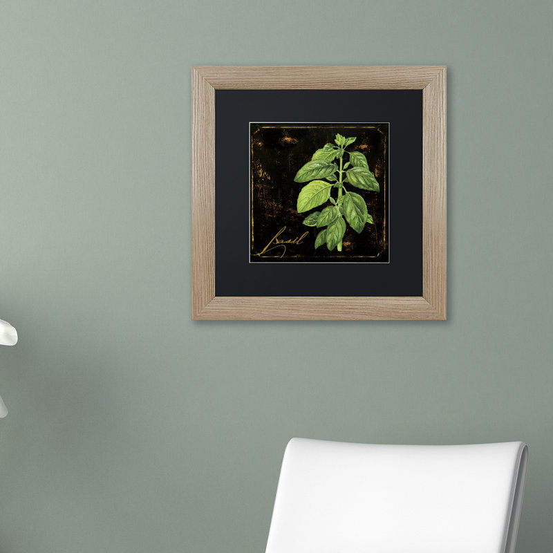 Jadaya Black Gold Herbs IV - cadre photo, impression sur toile, Noir, H 16 po x l 16 po x P 0,5 po, Encadrement argenté