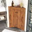 Armoire de rangement de coin de salle de bain autoportante en bois avec porte et tablettes réglables-1297978397