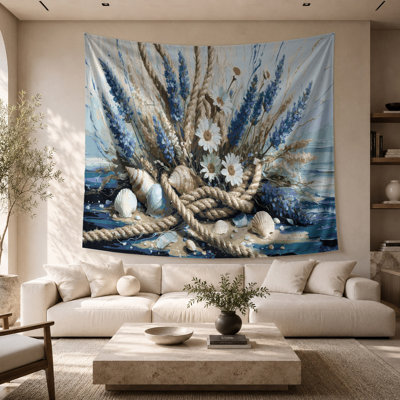 Nautical Coastal flowers Wall Tapestry